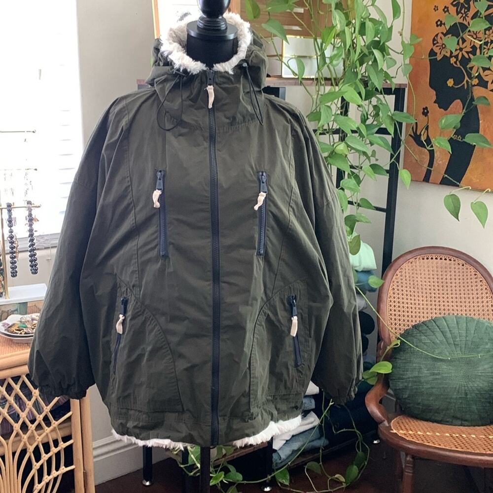 Free People Movement Olive Green Break The Ice Faux Fur Lined Zip Parka Jacket